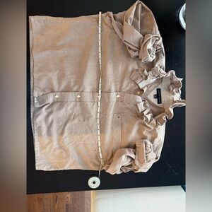 One of a kind Upcycled dress shirt with ruffle collar